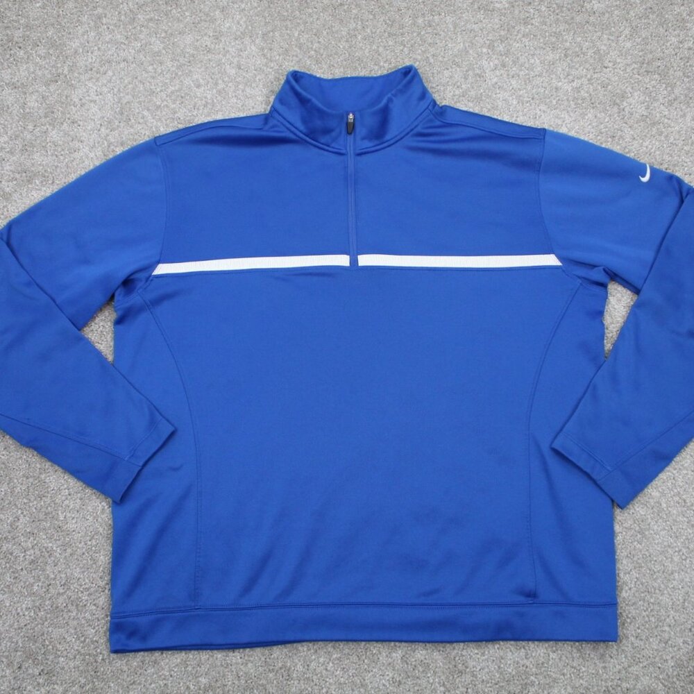 Nike Golf Sweatshirt Mens Large Blue Tour Performance 1/4 L/S Therma-Fit Sweater
